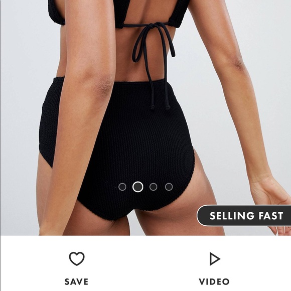 black crinkle high waisted bikini bottoms